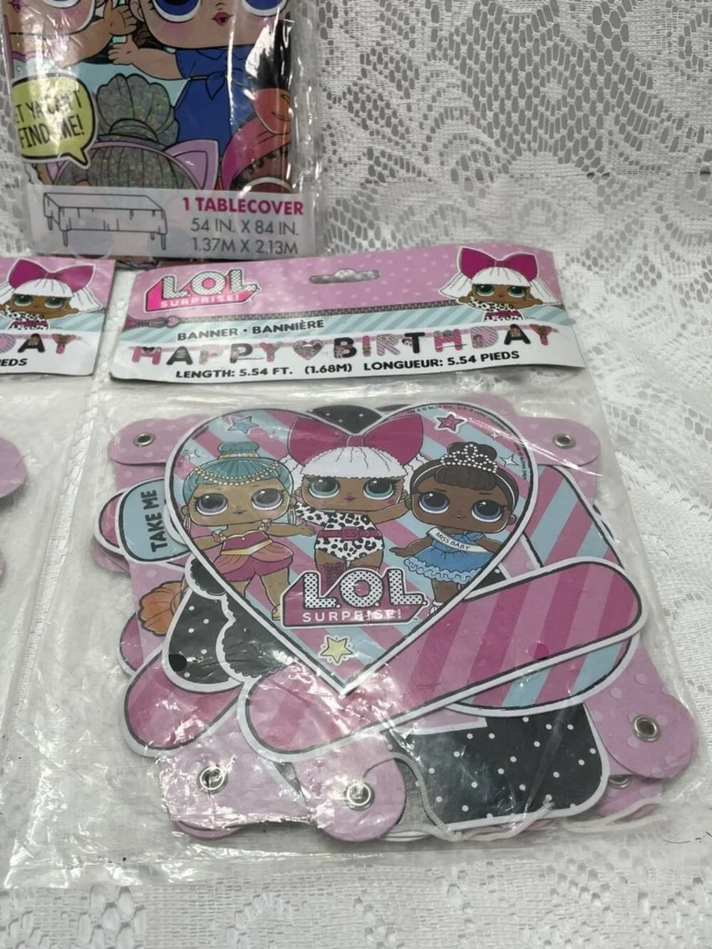 LOL Surprise Dolls Happy Birthday Letter Banner And Table Cover For Girls Party
